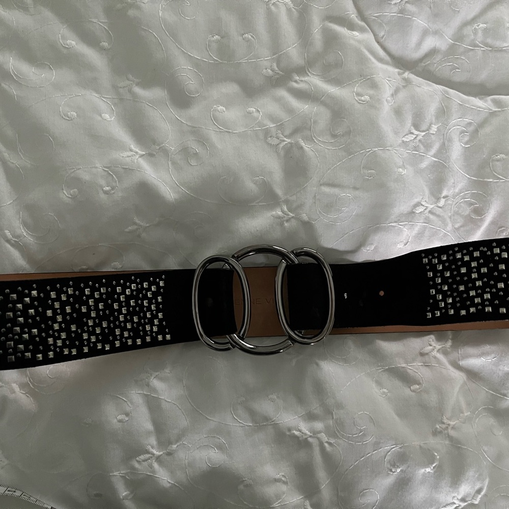 Adrienne Vitadini black belt with silver embellishment